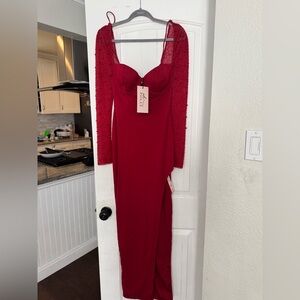 Oh Polly Valentine’s Day dress Embellished Side Split Maxi Dress